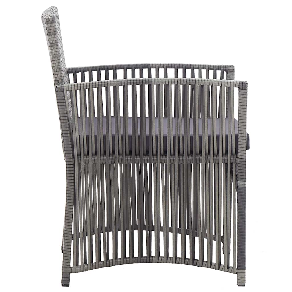 havestole med hynder 2 stk. polyrattan antracitgrå