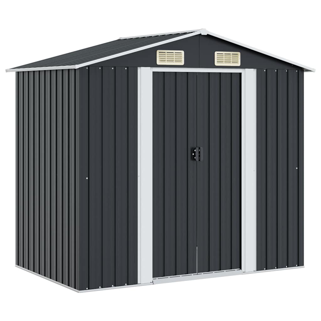 opbevaringsskur til haven 204x132x186 cm stål antracitgrå