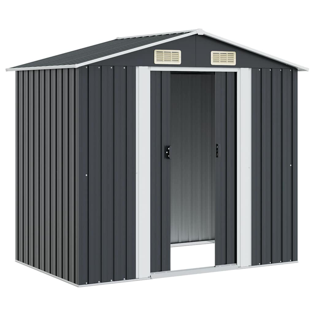 opbevaringsskur til haven 204x132x186 cm stål antracitgrå