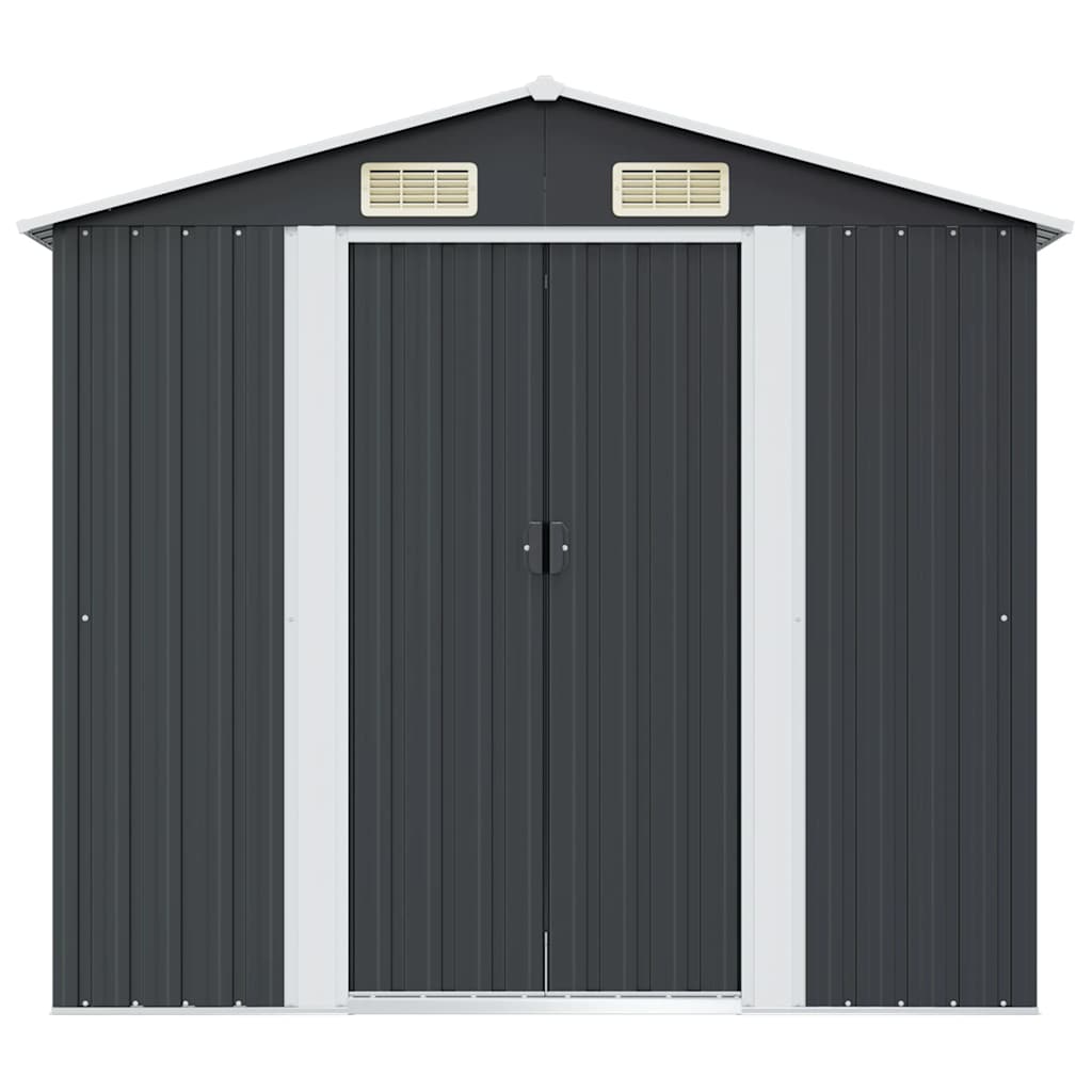opbevaringsskur til haven 204x132x186 cm stål antracitgrå