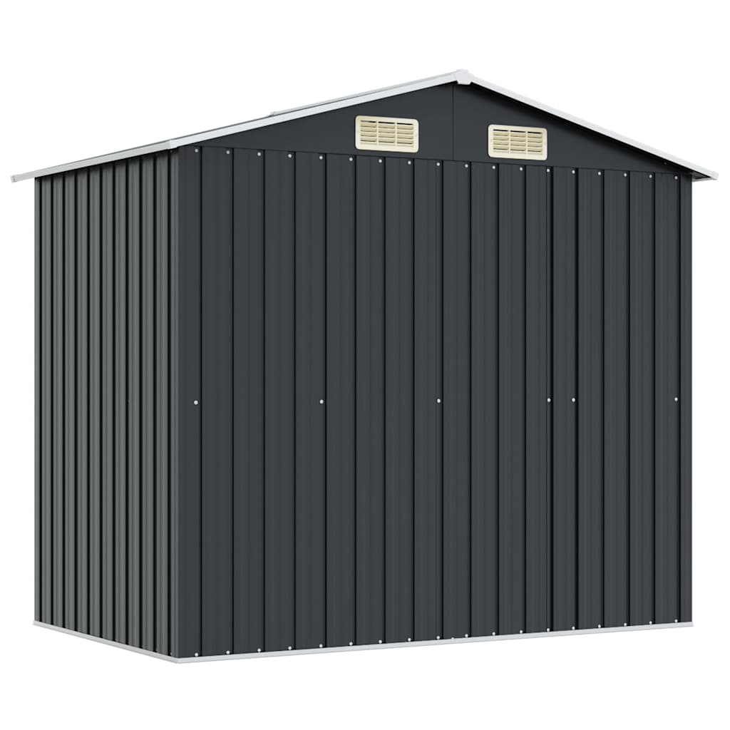 opbevaringsskur til haven 204x132x186 cm stål antracitgrå