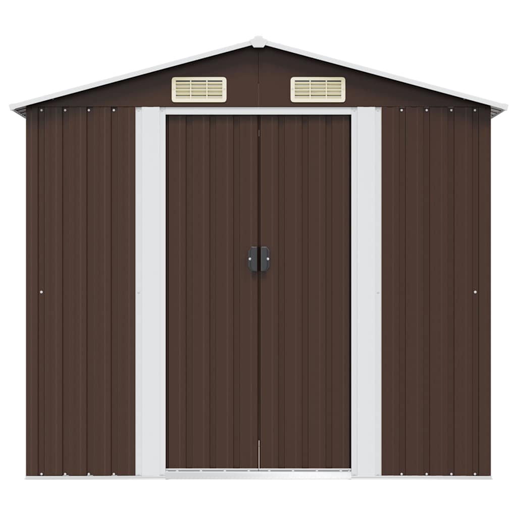 opbevaringsskur til haven 204x132x186 cm stål brun