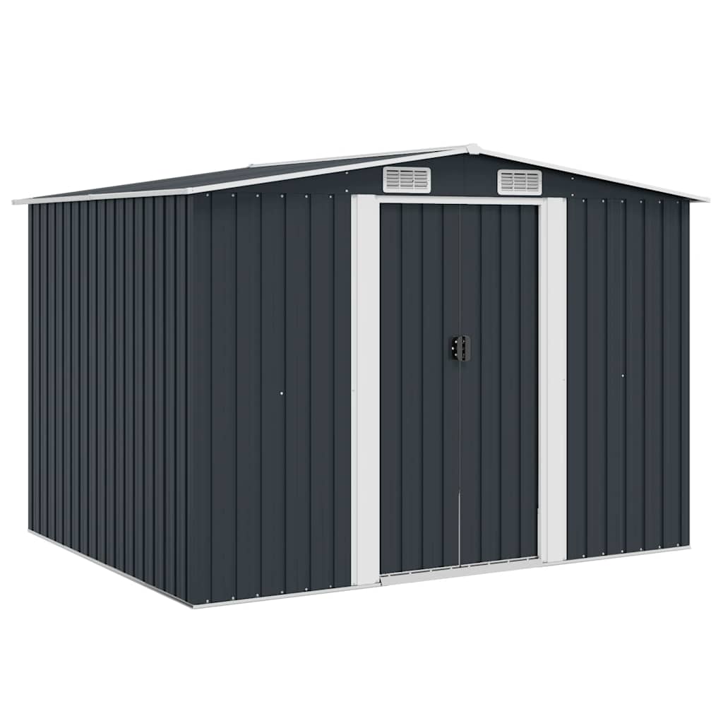 opbevaringsskur til haven 257x205x178 cm stål antracitgrå