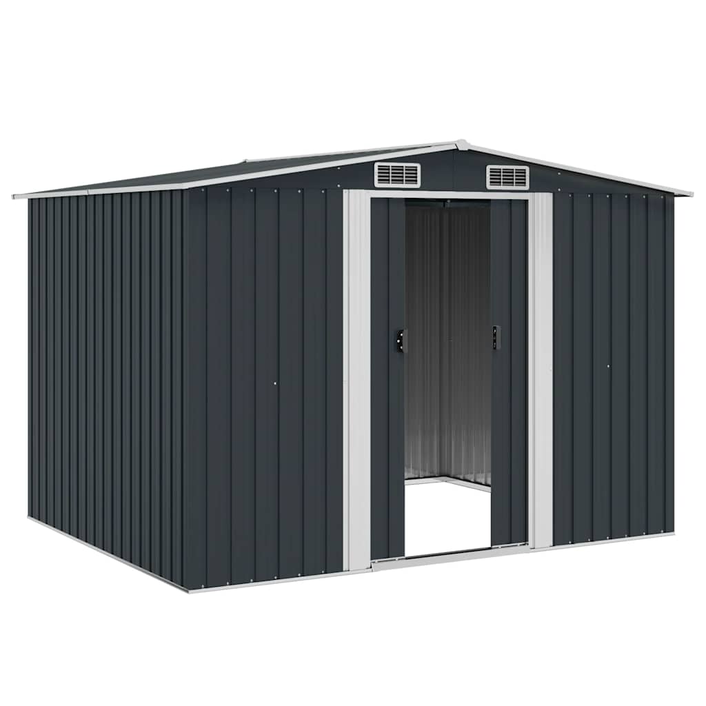 opbevaringsskur til haven 257x205x178 cm stål antracitgrå