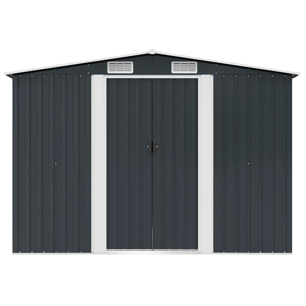 opbevaringsskur til haven 257x205x178 cm stål antracitgrå
