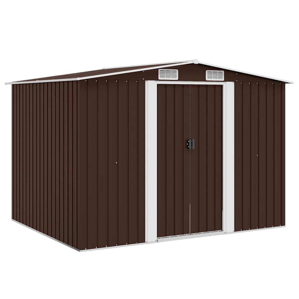 opbevaringsskur til haven 257x205x178 cm stål brun