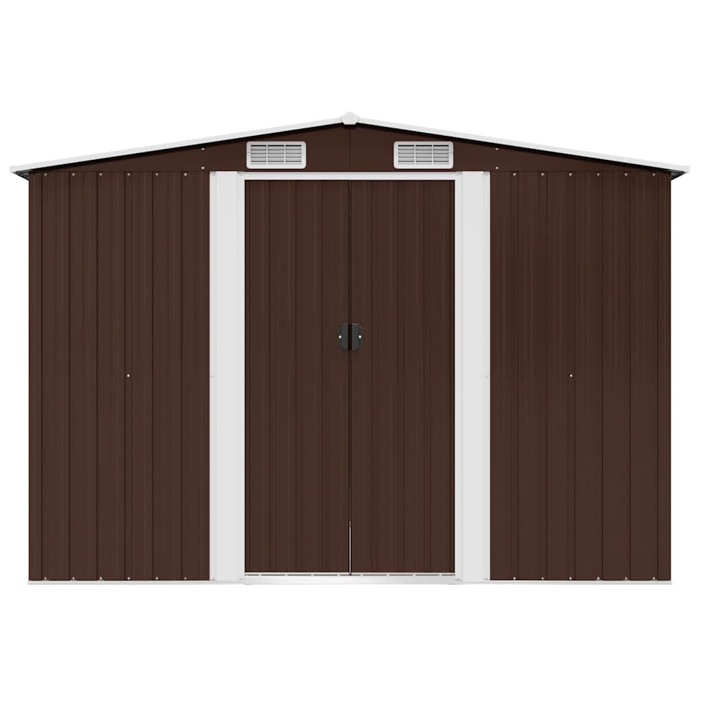 opbevaringsskur til haven 257x205x178 cm stål brun
