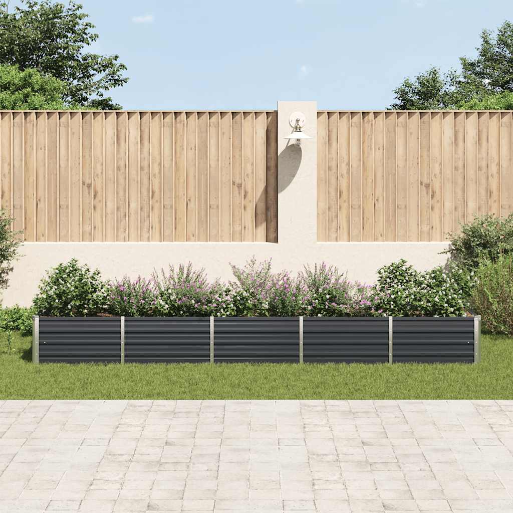 forhøjet plantekasse 400x80x45 cm galvaniseret stål antracitgrå