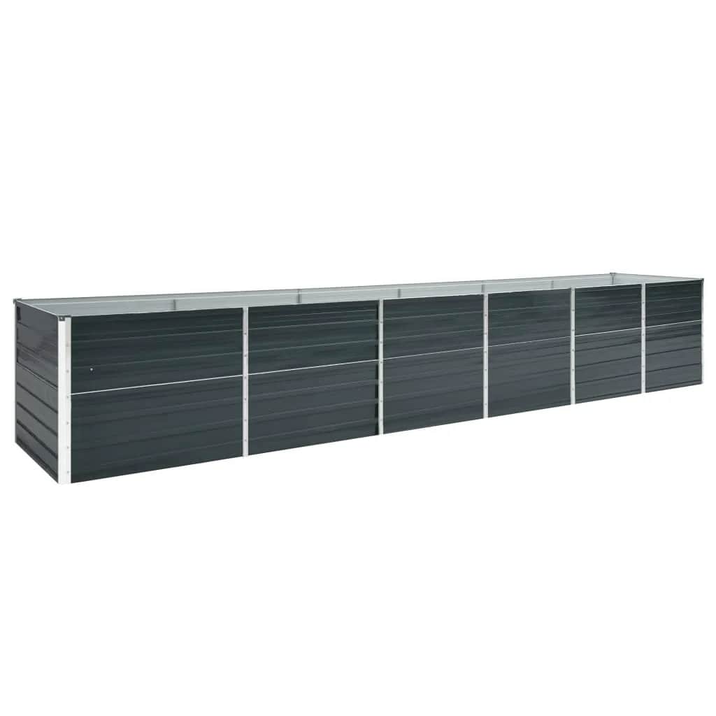 forhøjet plantekasse 480x80x77 cm galvaniseret stål antracitgrå