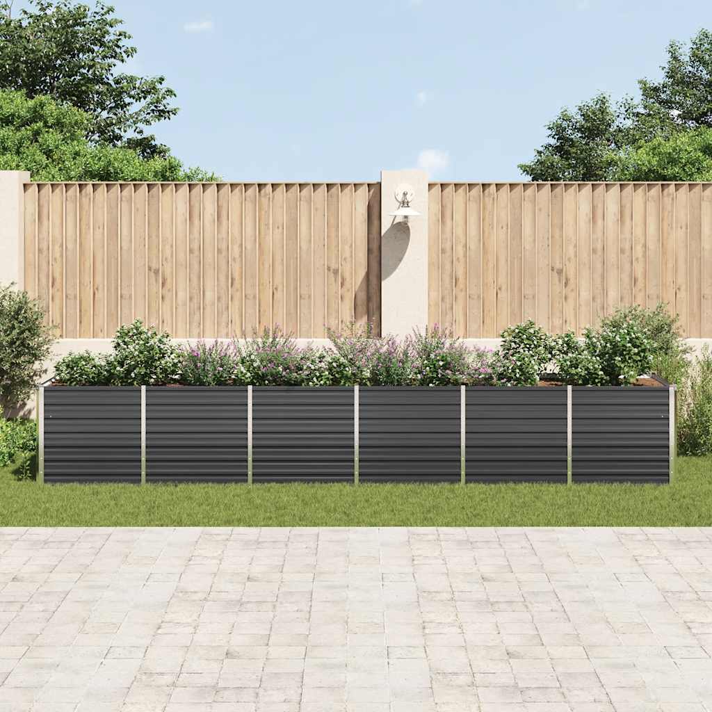forhøjet plantekasse 480x80x77 cm galvaniseret stål antracitgrå