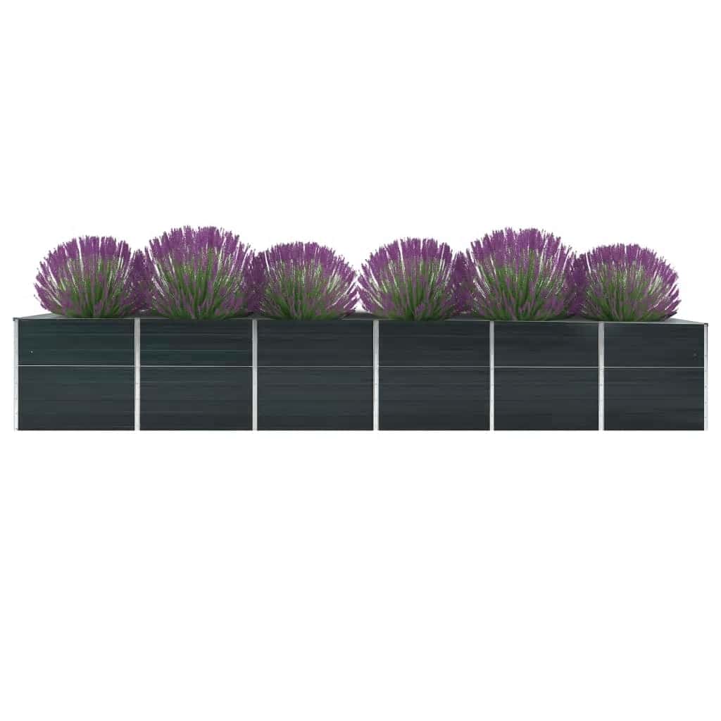 forhøjet plantekasse 480x80x77 cm galvaniseret stål antracitgrå