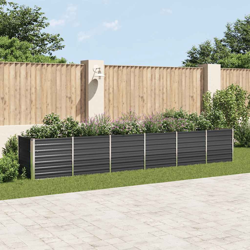 forhøjet plantekasse 480x80x77 cm galvaniseret stål antracitgrå