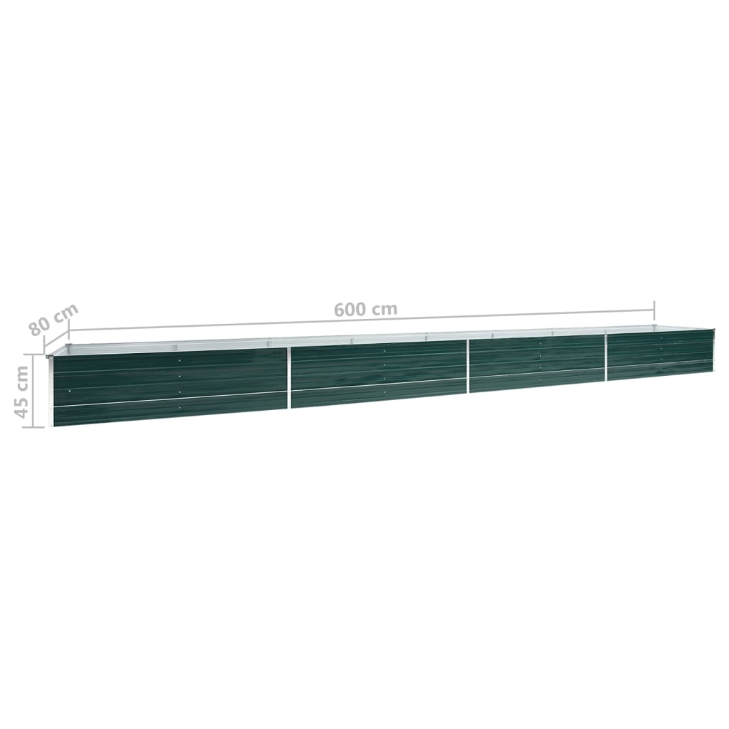 hævet plantekasse 600x80x45 cm galvaniseret stål grøn