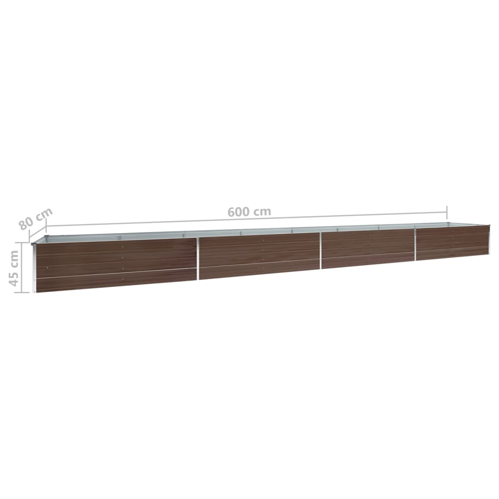 plantekasse 600x80x45 cm galvaniseret stål brun