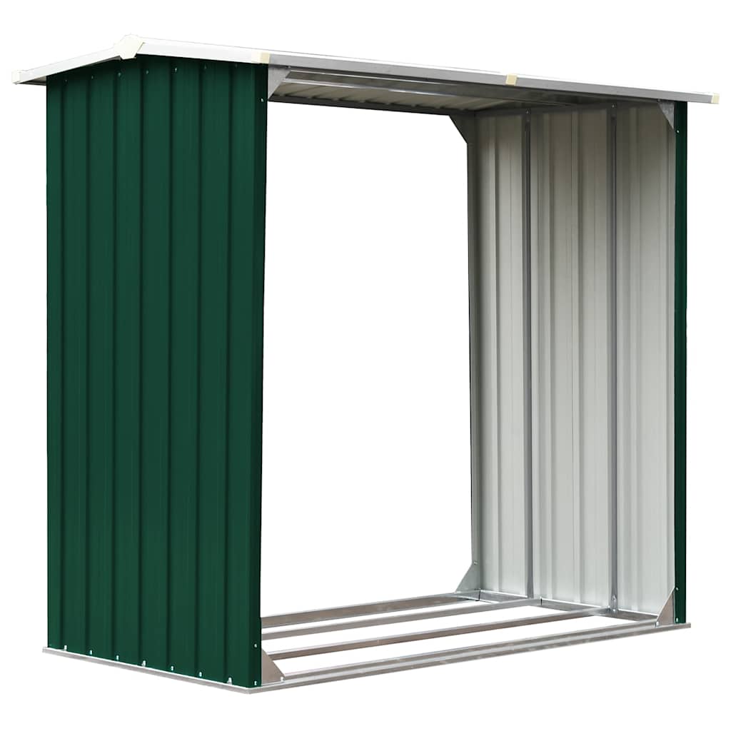 brændeskur 172 x 91 x 154 cm galvaniseret stål grøn