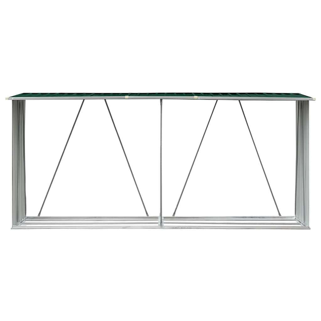 brændeskur til haven 330x84x152 cm galvaniseret stål grøn
