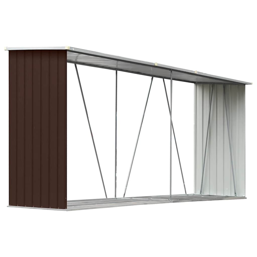 brændeskur til haven 330x84x152 cm galvaniseret stål brun