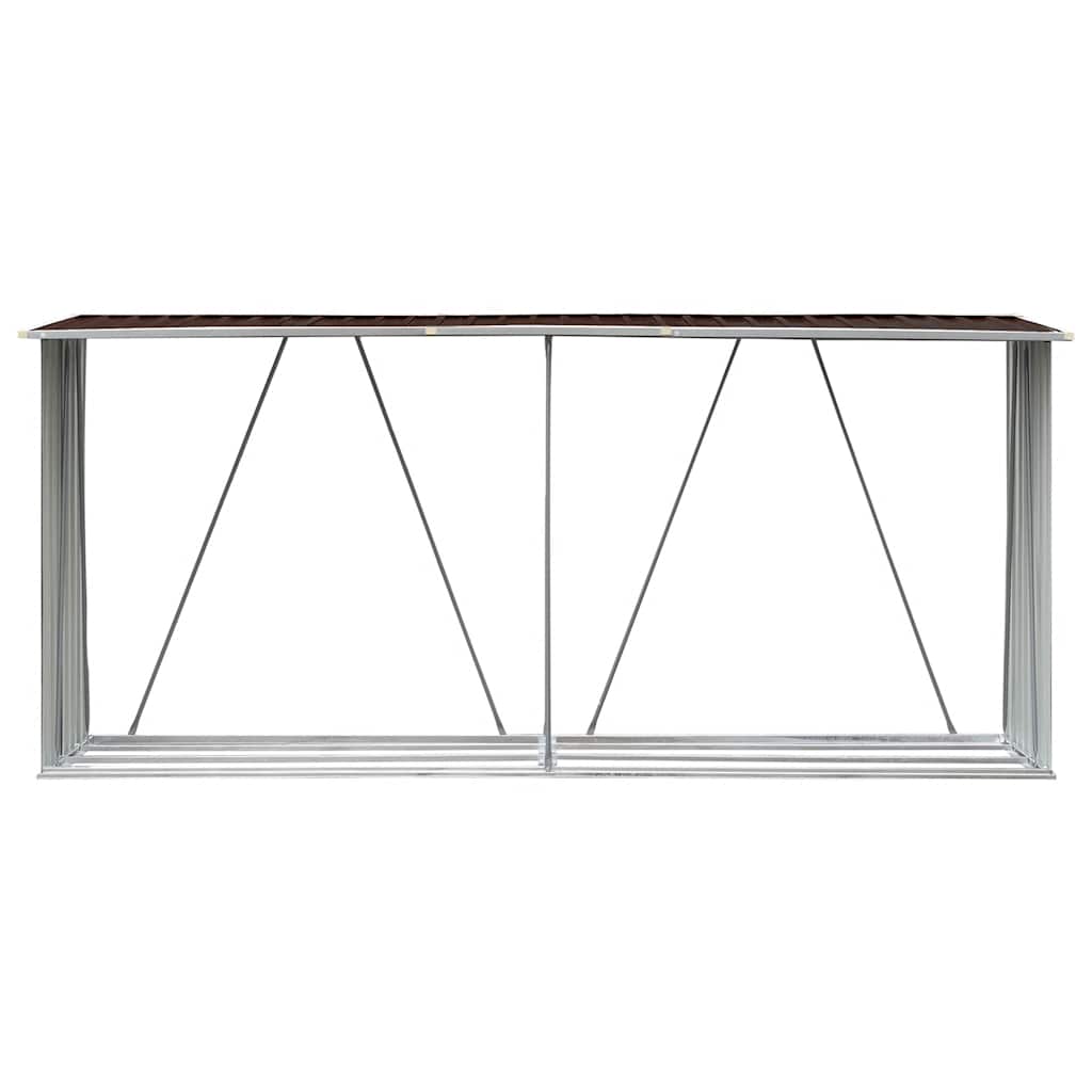 brændeskur til haven 330x84x152 cm galvaniseret stål brun