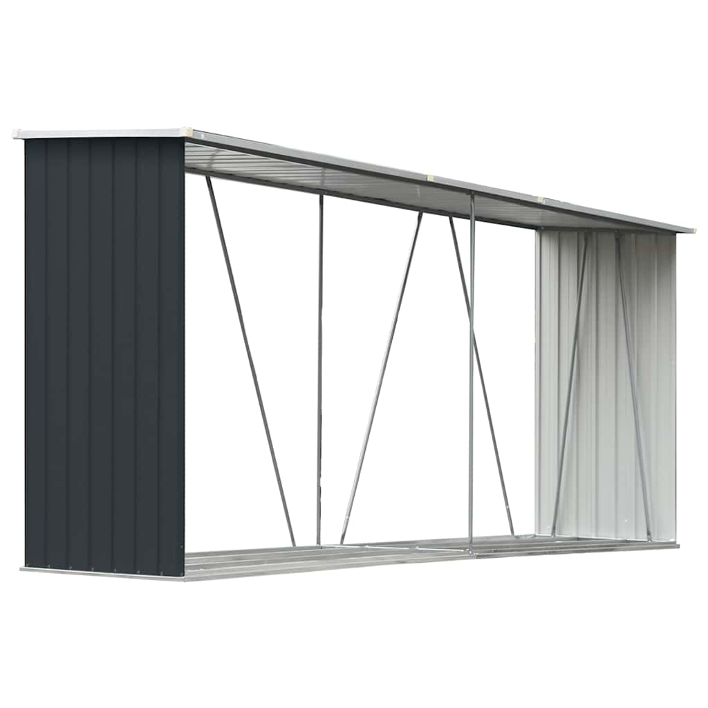 brændeskur til haven 330x84x152 cm galvaniseret stål antracitgrå