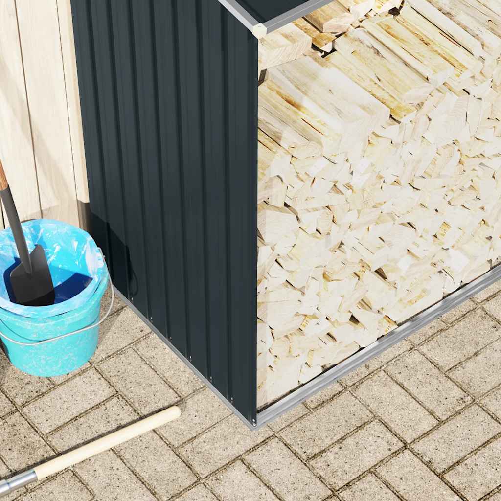 brændeskur til haven 330x84x152 cm galvaniseret stål antracitgrå