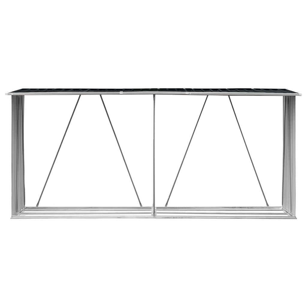 brændeskur til haven 330x84x152 cm galvaniseret stål antracitgrå