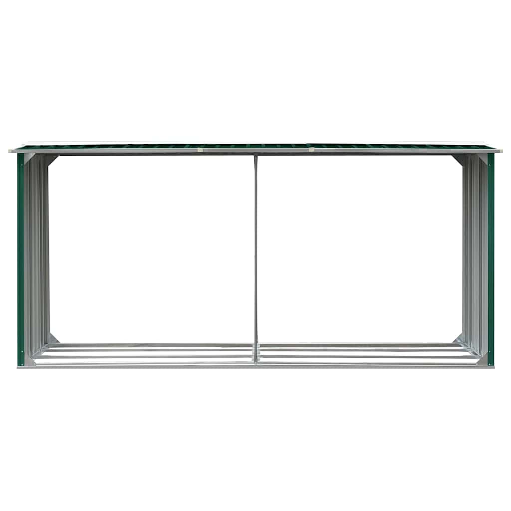 brændeskur til haven 330 x 92 x 153 cm galvaniseret stål grøn