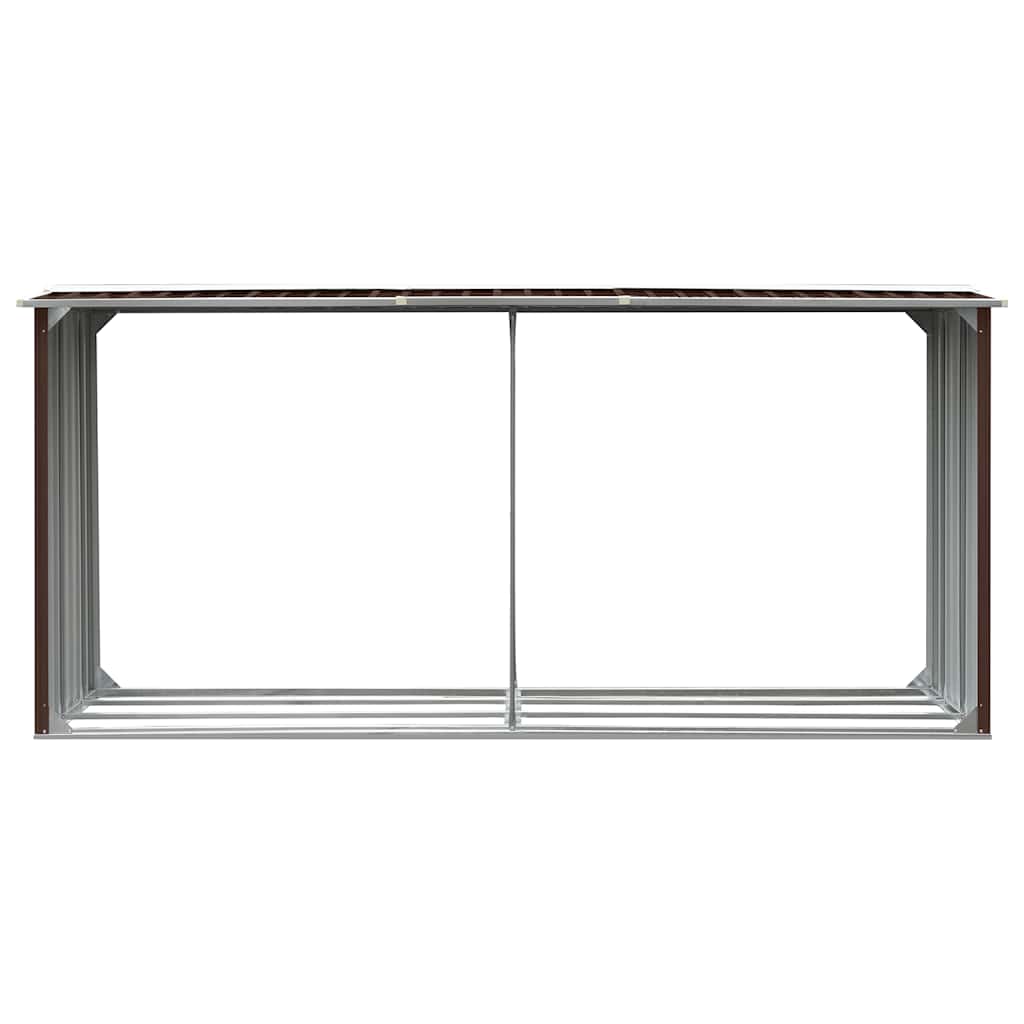 brændeskur til haven 330 x 92 x 153 cm galvaniseret stål brun