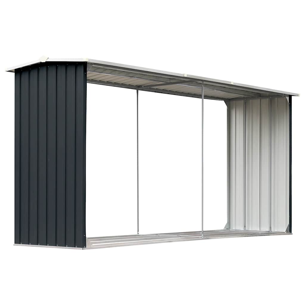 brændeskur 330 x 92 x 153 cm galvaniseret stål antracitgrå
