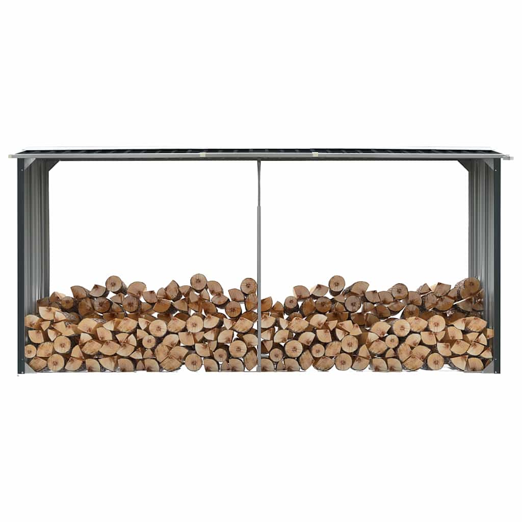 brændeskur 330 x 92 x 153 cm galvaniseret stål antracitgrå