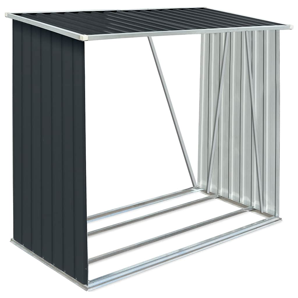 brændeskur til haven 163x83x154 cm galvaniseret stål antracitgrå