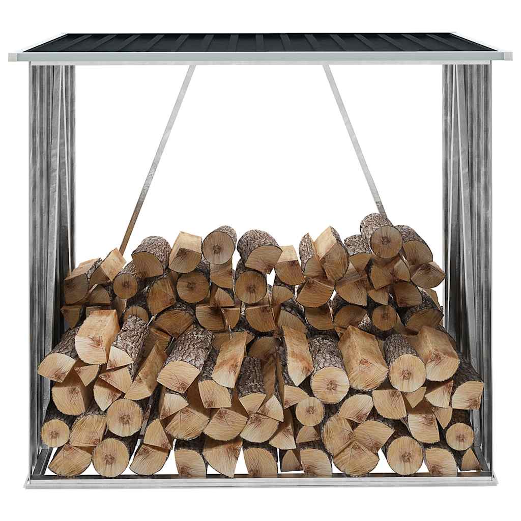 brændeskur til haven 163x83x154 cm galvaniseret stål antracitgrå