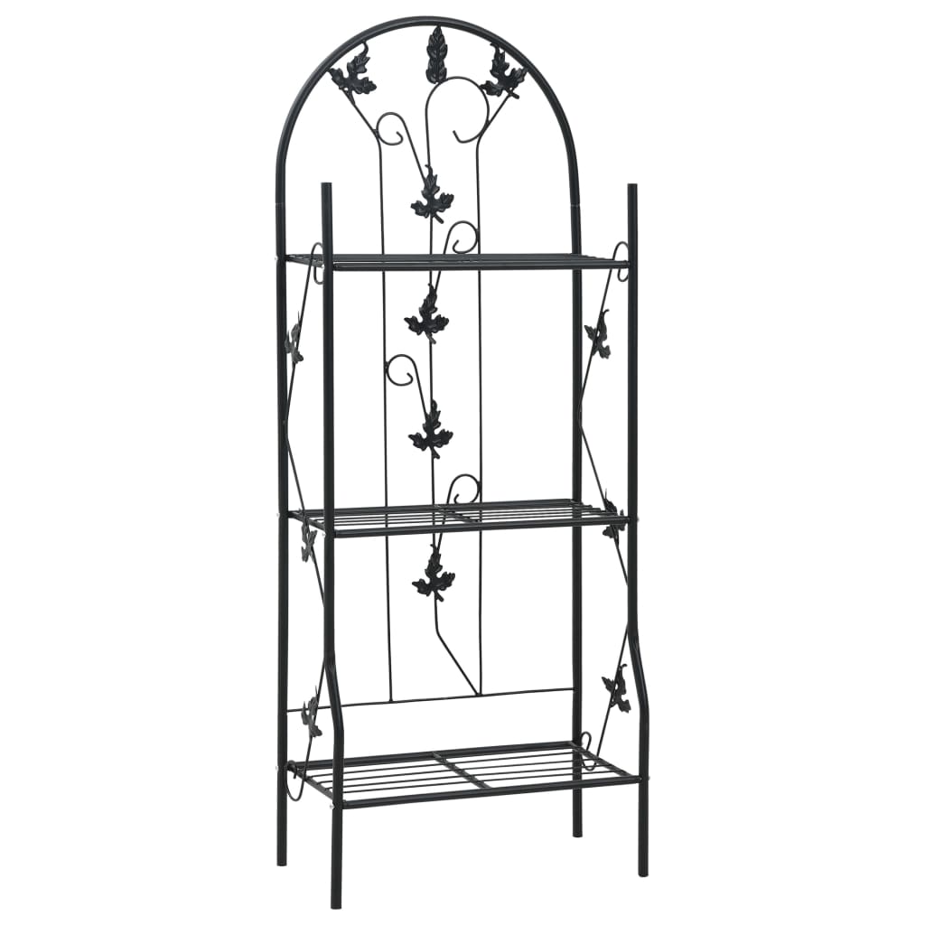 plantestativ med 3 hylder 52x28x128 cm jern sort