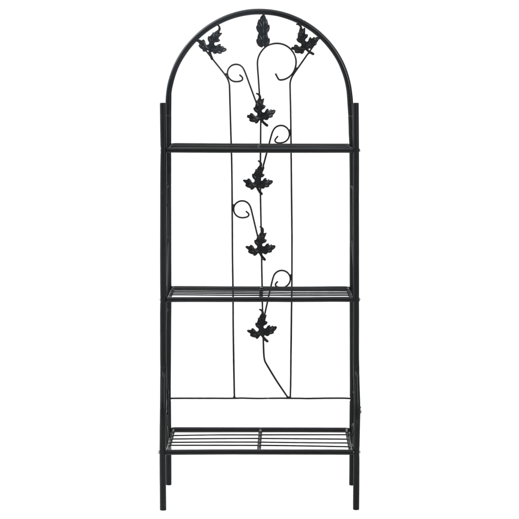 plantestativ med 3 hylder 52x28x128 cm jern sort