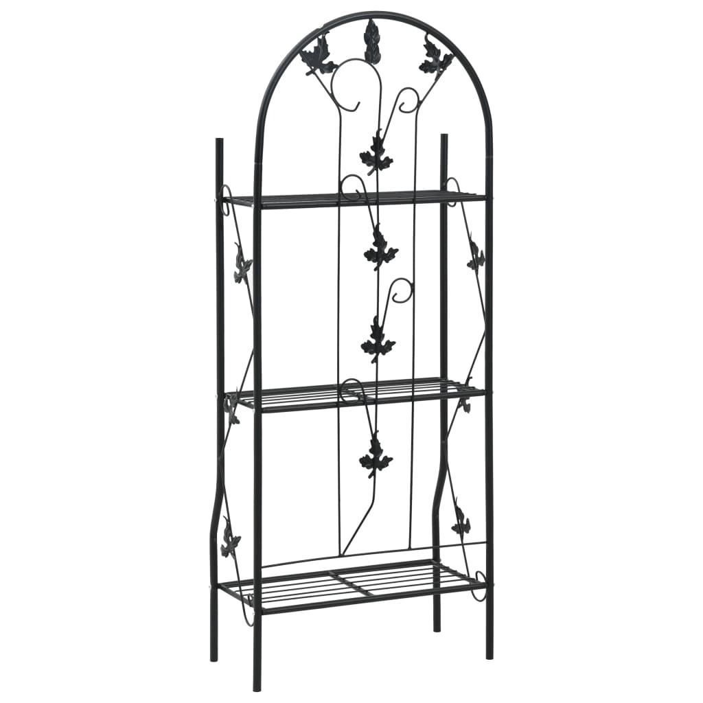 plantestativ med 3 hylder 52x28x128 cm jern sort