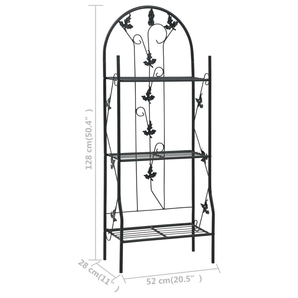plantestativ med 3 hylder 52x28x128 cm jern sort