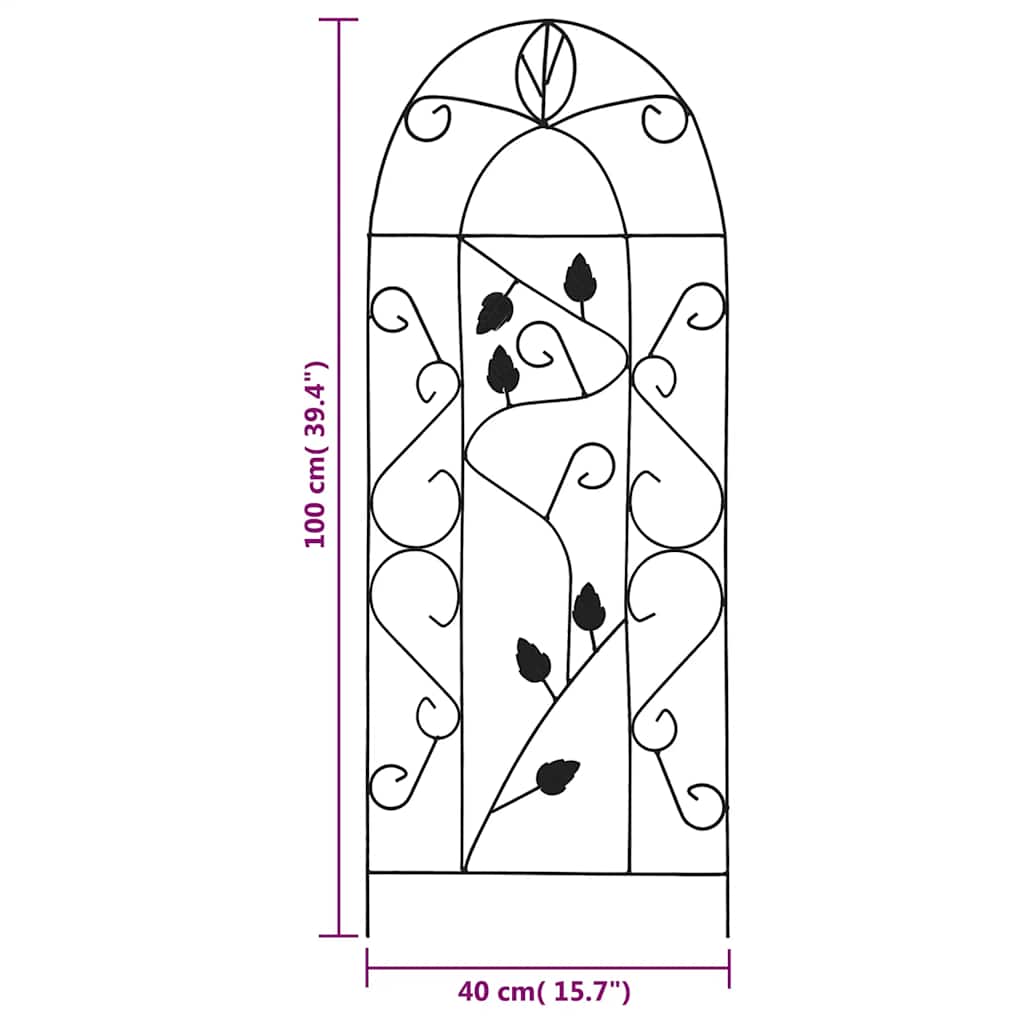 plantestativer 3 stk. 40x100 cm jern sort