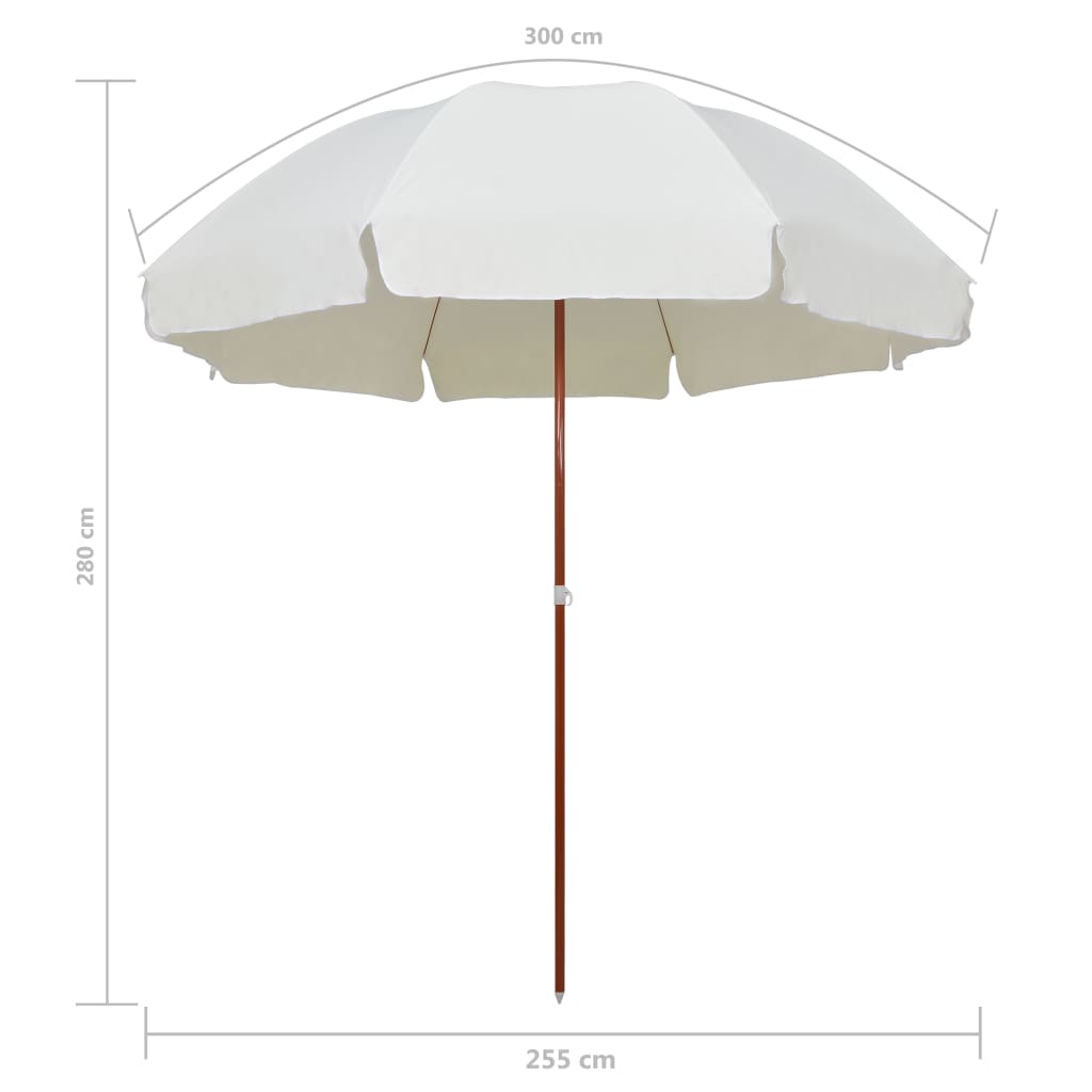 parasol med stålstang 300 cm sandfarvet