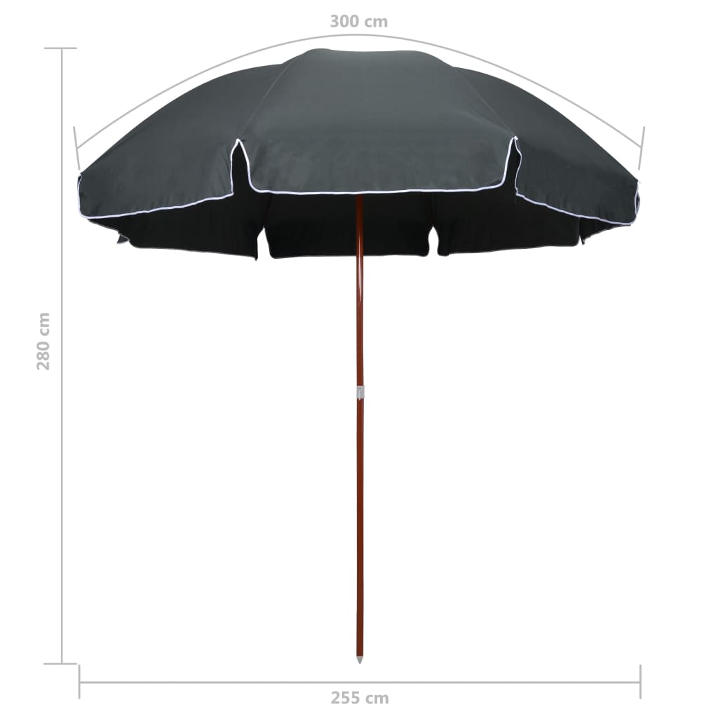 parasol med stålstang 300 cm antracitgrå