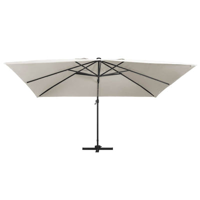 hængeparasol m. LED-lys 400x300 cm aluminiumsstang sandfarvet