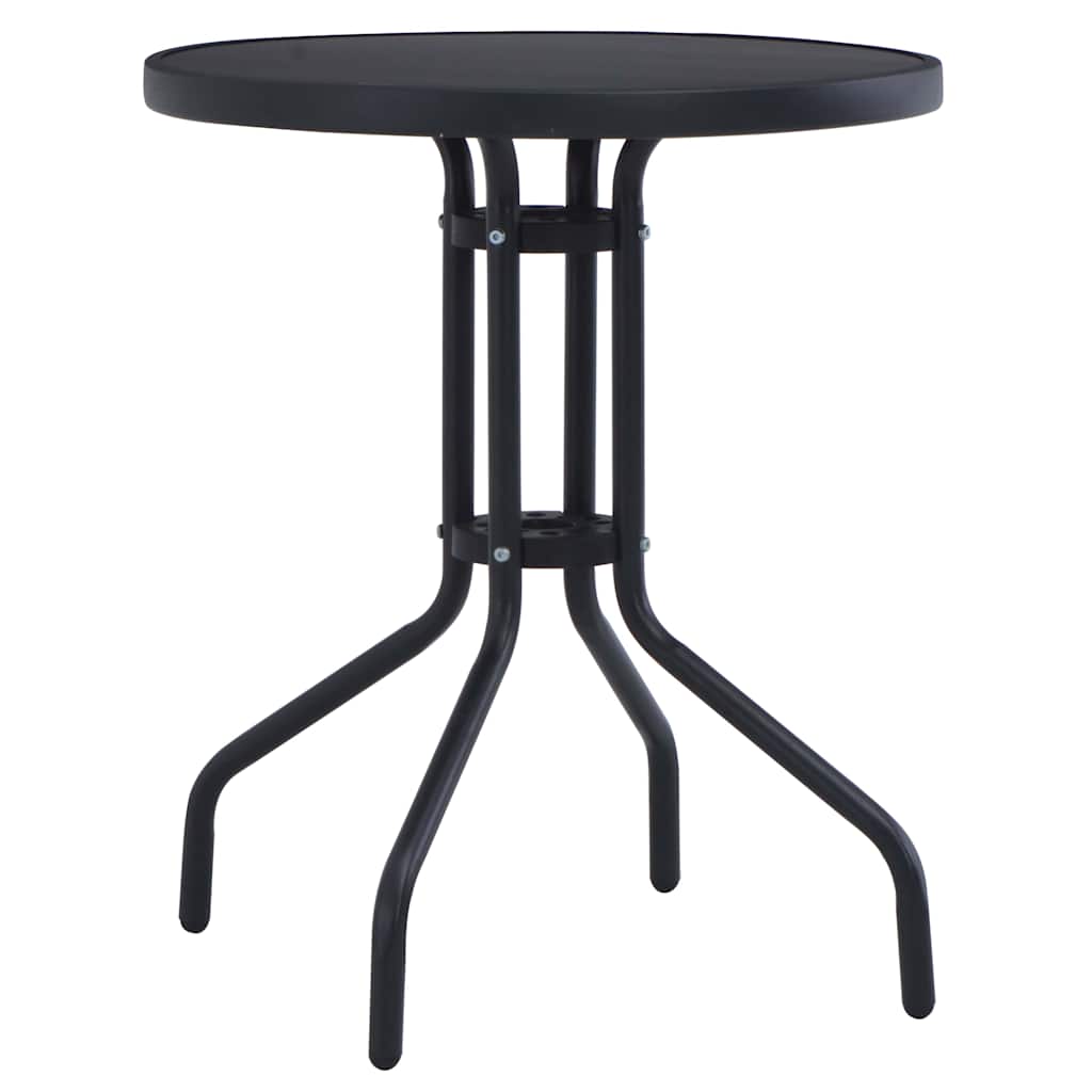havebord 80 cm stål og glas sort