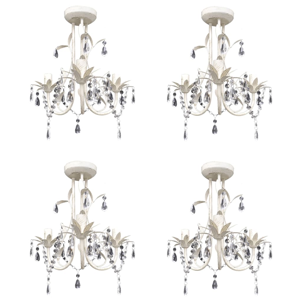 krystallysekroner 4 stk. elegant hvid