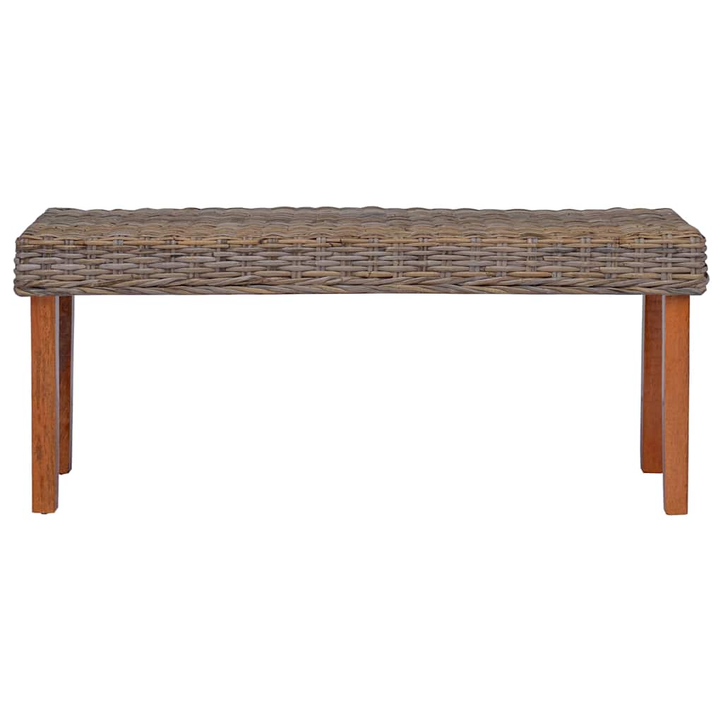 bænk 110 cm naturlig kubu-rattan massivt mahognitræ