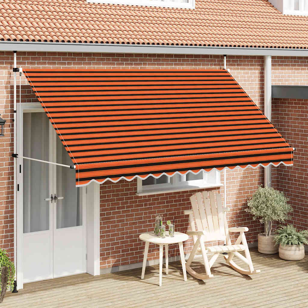 manuel foldemarkise 350 cm orange og brun