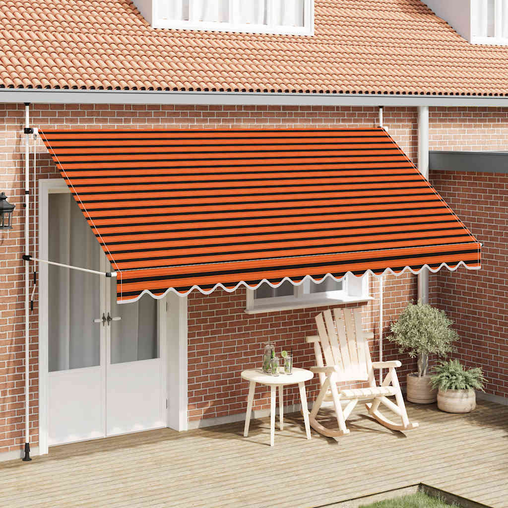 manuel foldemarkise 400 cm orange og brun