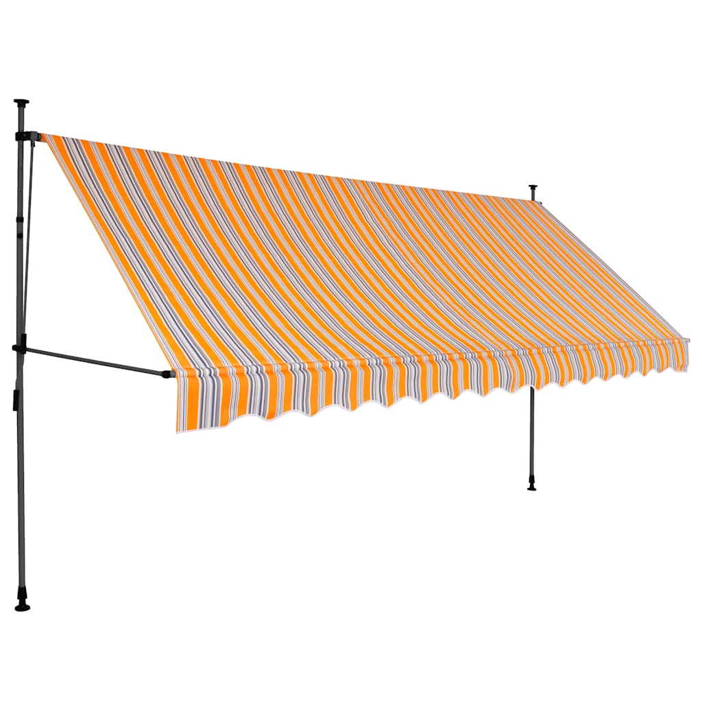 markise m. LED-lys manuel betjening 400 cm gul og blå