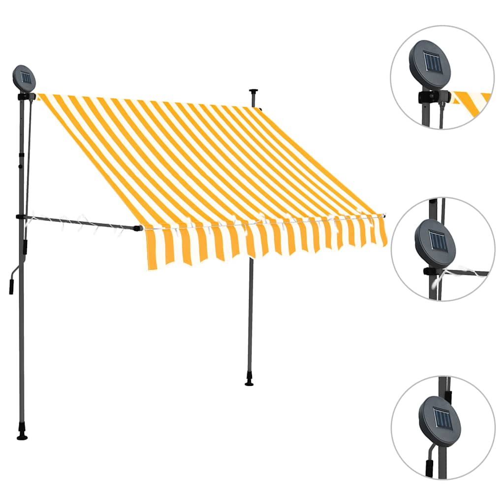 markise m. LED-lys manuel betjening 100 cm hvid og orange