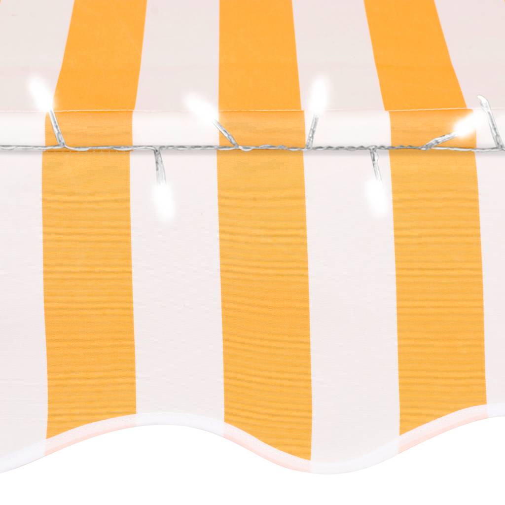 markise m. LED-lys manuel betjening 150 cm hvid og orange