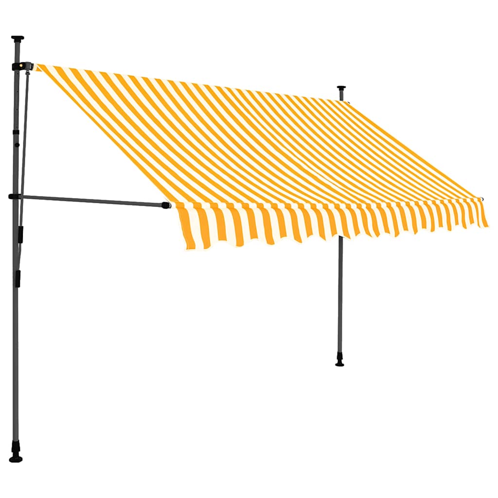 markise m. LED-lys manuel betjening 300 cm hvid og orange