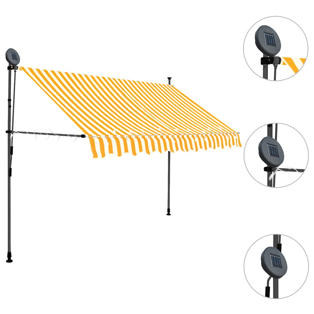 markise m. LED-lys manuel betjening 300 cm hvid og orange