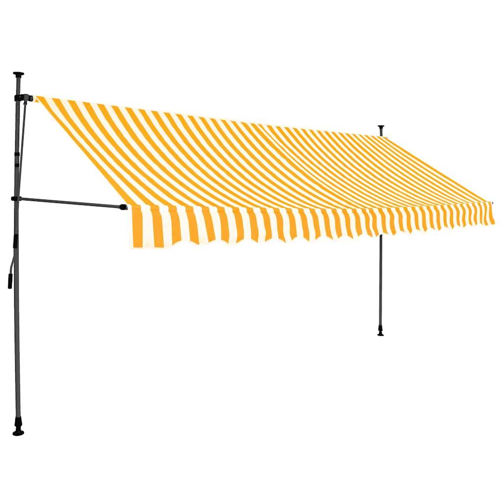 markise m. LED-lys manuel betjening 350 cm hvid og orange